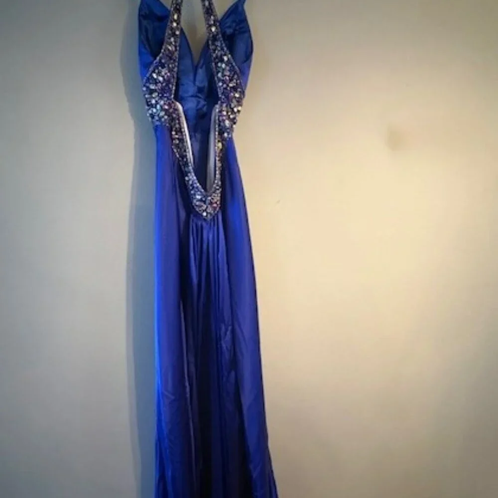 Vintage Y2K Stunning Royal Blue Floor Length Studio 17 Prom Dress Size 2 - Picture 3 of 6